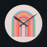 Mid Century Moderne Regenboog Ronde Klok<br><div class="desc">Abstracte regenboog Retro - kleurrijke regenboog.</div>