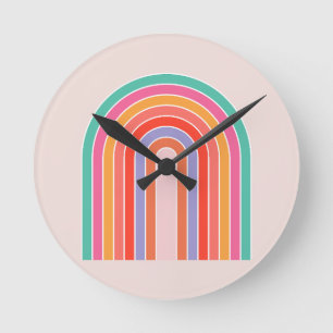 Mid Century Moderne Regenboog Ronde Klok