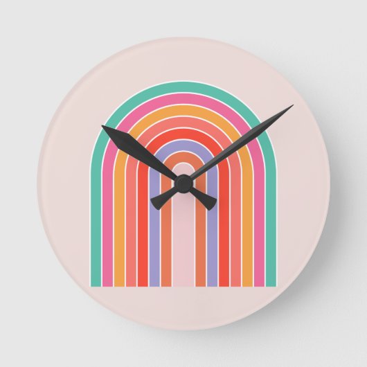 Mid Century Moderne Regenboog Ronde Klok (Voorkant)