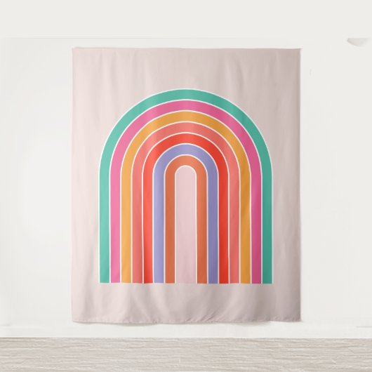 Mid Century Moderne Regenboog Wandkleed (Voorkant)