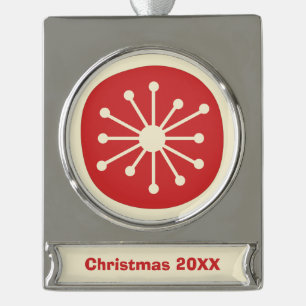 Mid Century Moderne Retro 50s Atomic gepersonalise Verzilverd Banner Ornament