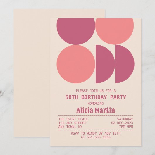 Mid Century Moderne Retro Geometrische Beige Verja Kaart (Voorkant / Achterkant)