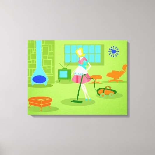 Mid Century Moderne Retro Huisvrouw Canvas (Voorkant)