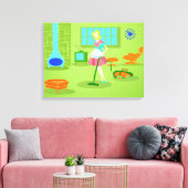 Mid Century Moderne Retro Huisvrouw Canvas (Insitu (Woonkamer))