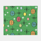 Mid Century Moderne Retro Kerstkunst Groen Fleece Deken (Voorkant (Horizontaal))