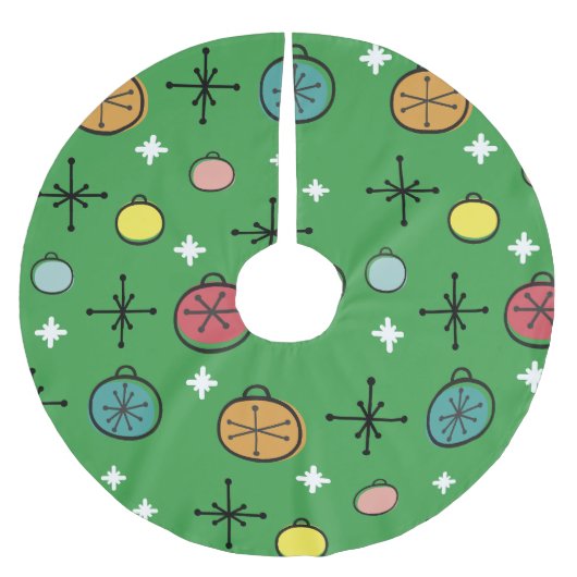 Mid Century Moderne Retro Kerstkunst Groen Kerstboom Rok (Voorkant)