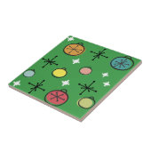 Mid Century Moderne Retro Kerstkunst Groen Tegeltje (Zijkant)