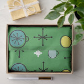 Mid Century Moderne Retro Kerstkunst Groen Tissuepapier (Geschenk)
