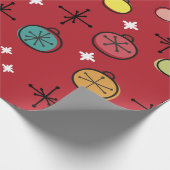Mid Century Moderne Retro Kerstkunst Rood Cadeaupapier (Hoek)