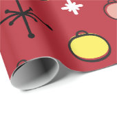 Mid Century Moderne Retro Kerstkunst Rood Cadeaupapier (Rol Hoek)