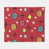 Mid Century Moderne Retro Kerstkunst Rood Fleece Deken (Voorkant (Horizontaal))