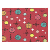Mid Century Moderne Retro Kerstkunst Rood Tafelkleed (Voorkant (Horizontaal))