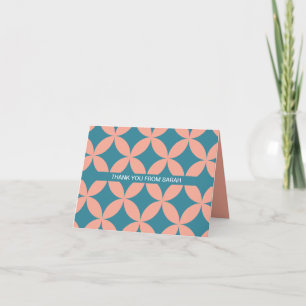 Mid-Century moderne retro mid mod roze & blauw Bedankkaart