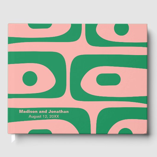 Mid Century Moderne Retro Piquet gepersonaliseerd Gastenboek (Voorkant)