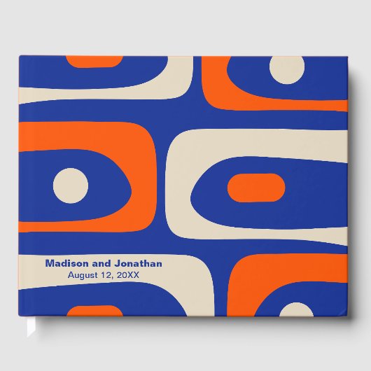 Mid Century Moderne Retro Piquet gepersonaliseerd Gastenboek (Voorkant)