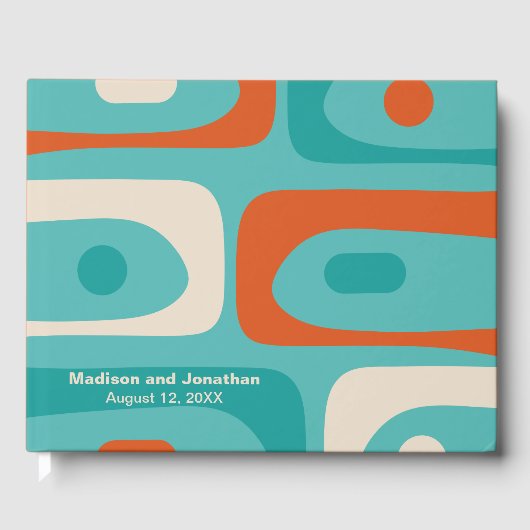 Mid Century Moderne Retro Piquet gepersonaliseerd Gastenboek (Voorkant)