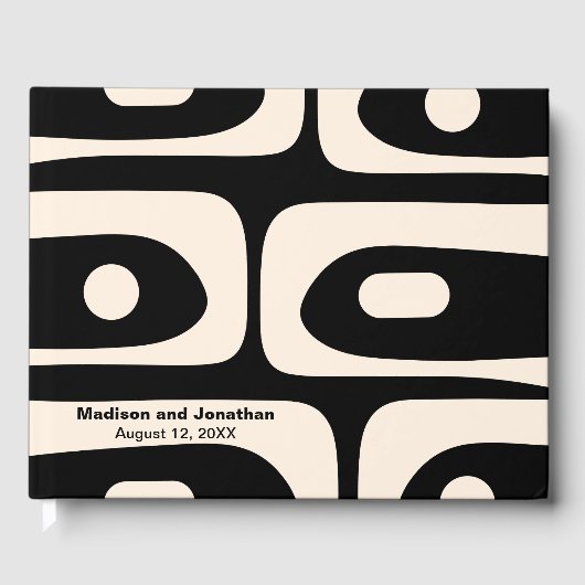 Mid Century Moderne Retro Piquet gepersonaliseerd Gastenboek (Voorkant)