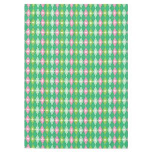 Mid Century Moderne Retro Roze & Groene Diamant Tafelkleed