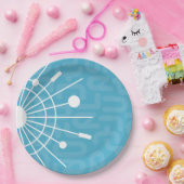 Mid Century Moderne Retro Sputnik Sneeuwvlok MOD Papieren Bordje (Feest)