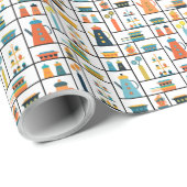 Mid Century Moderne Retro Stijlvolle Keukenplanken Cadeaupapier (Rol Hoek)