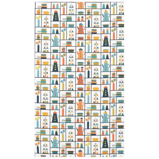 Mid Century Moderne Retro Stijlvolle Keukenplanken Tafelkleed (Voorkant)