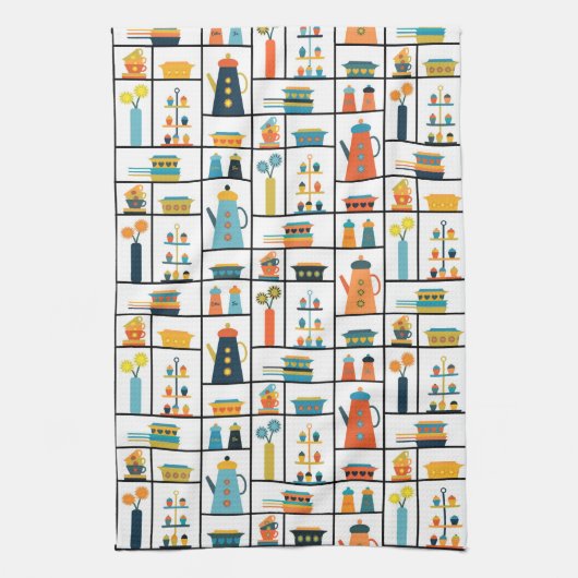 Mid Century Moderne Retro Stijlvolle Keukenplanken Theedoek (Verticaal)