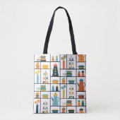 Mid Century Moderne Retro Stijlvolle Keukenplanken Tote Bag (Voorkant)