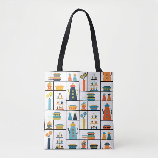 Mid Century Moderne Retro Stijlvolle Keukenplanken Tote Bag (Voorkant)
