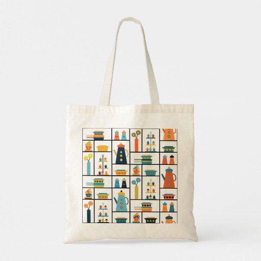 Mid Century Moderne Retro Stijlvolle Keukenplanken Tote Bag (Achterkant)