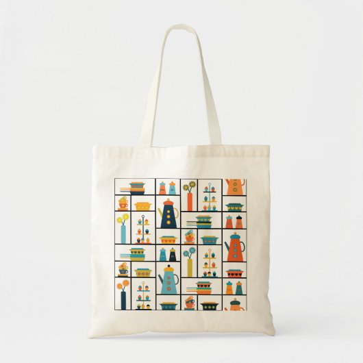 Mid Century Moderne Retro Stijlvolle Keukenplanken Tote Bag (Voorkant)