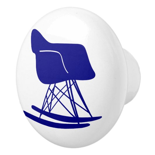 Mid Century Moderne Rocker Stoel Knob, Marine Keramische Knop (Rechts)