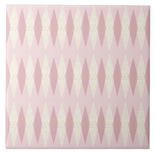 Mid Century Moderne Roze Argyle Grote Keramische T Tegeltje