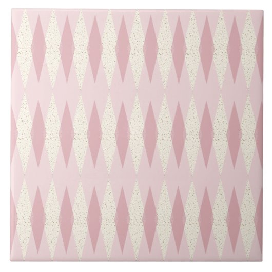 Mid Century Moderne Roze Argyle Grote Keramische T Tegeltje (Voorkant)
