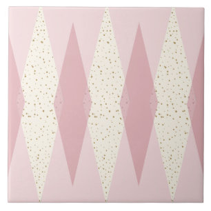 Mid Century Moderne Roze Argyle Grote Keramische T Tegeltje