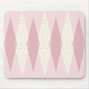 Mid Century Moderne Roze Argyle Mousepad Muismat