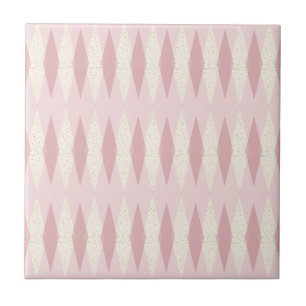 Mid Century Moderne Roze Argyle Small Ceramic Tile Tegeltje