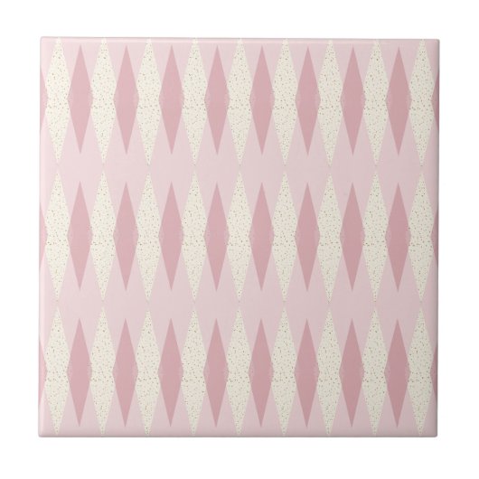 Mid Century Moderne Roze Argyle Small Ceramic Tile Tegeltje (Voorkant)