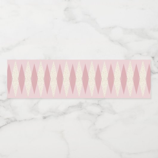 Mid Century Moderne Roze Argyle Waterfles Labels Etiket (Enkel label)