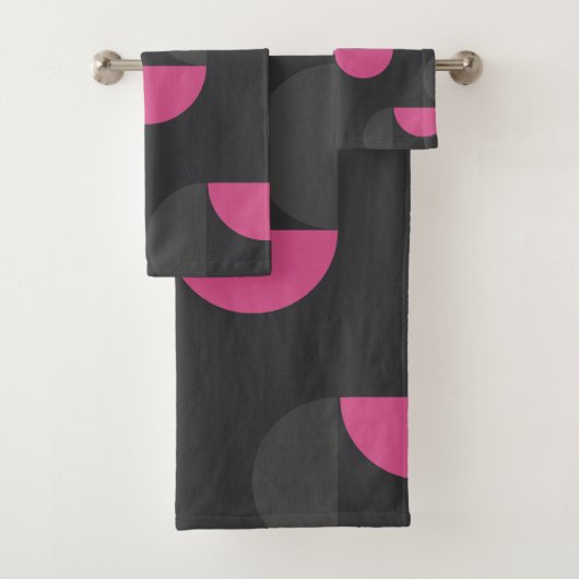 Mid-Century Moderne roze en grijs Bad Handdoek (Insitu)