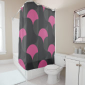 Mid-Century Moderne roze en grijs Douchegordijn (In situ)