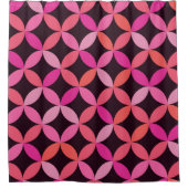 Mid Century Moderne roze en rode cirkels op zwart Douchegordijn (Voorkant)