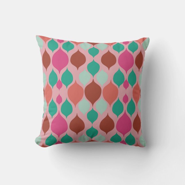 Mid Century Moderne Roze Geometric Kussen (Voorkant)