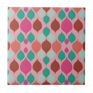 Mid Century Moderne Roze Geometric Tegeltje