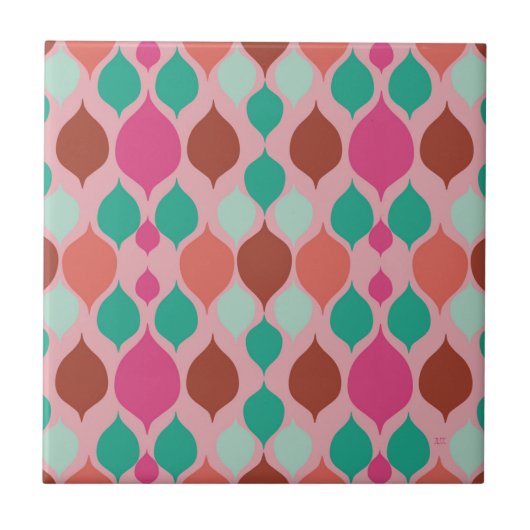 Mid Century Moderne Roze Geometric Tegeltje (Voorkant)