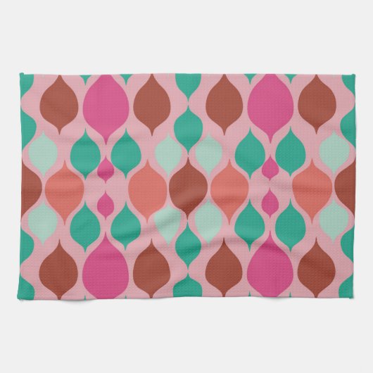 Mid Century Moderne Roze Geometric Theedoek (Horizontaal)