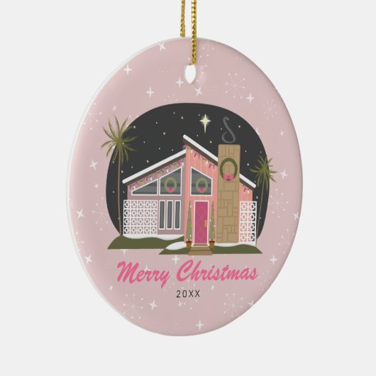 Mid Century Moderne Roze Keramiek van het Huis Keramisch Ornament (Rechts)