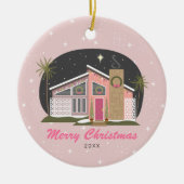 Mid Century Moderne Roze Keramiek van het Huis Keramisch Ornament (Voorkant)