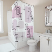 Mid Century Moderne Roze Licht Paars Douchegordijn (In situ)
