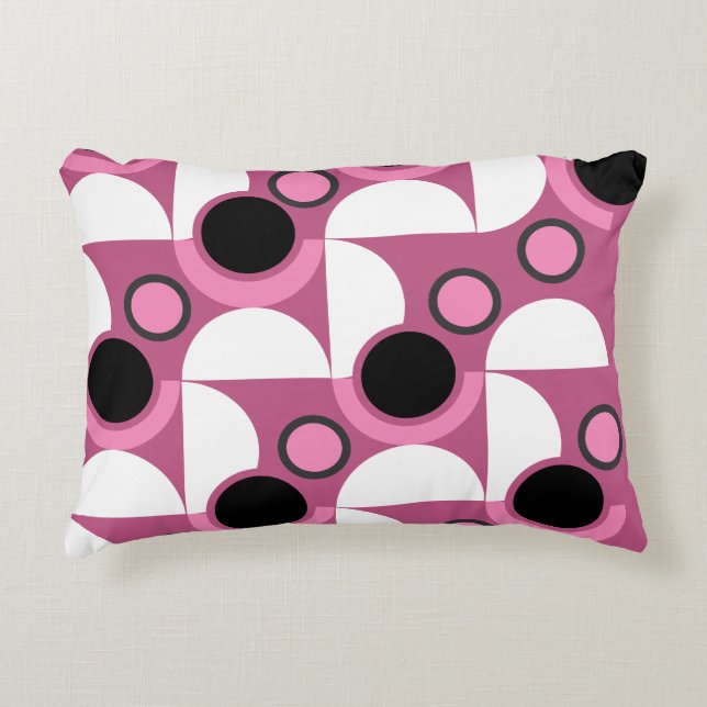Mid-Century Moderne roze, zwart en grijs Accent Kussen (Voorkant)