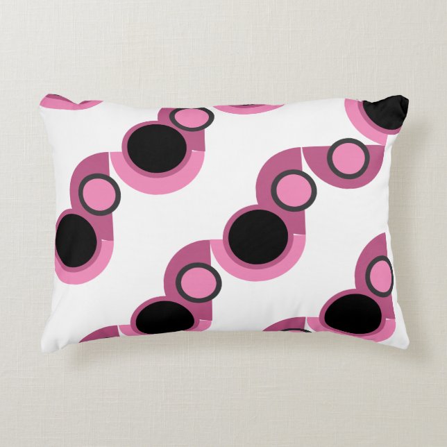 Mid-Century Moderne roze, zwart en grijs Accent Kussen (Voorkant)
